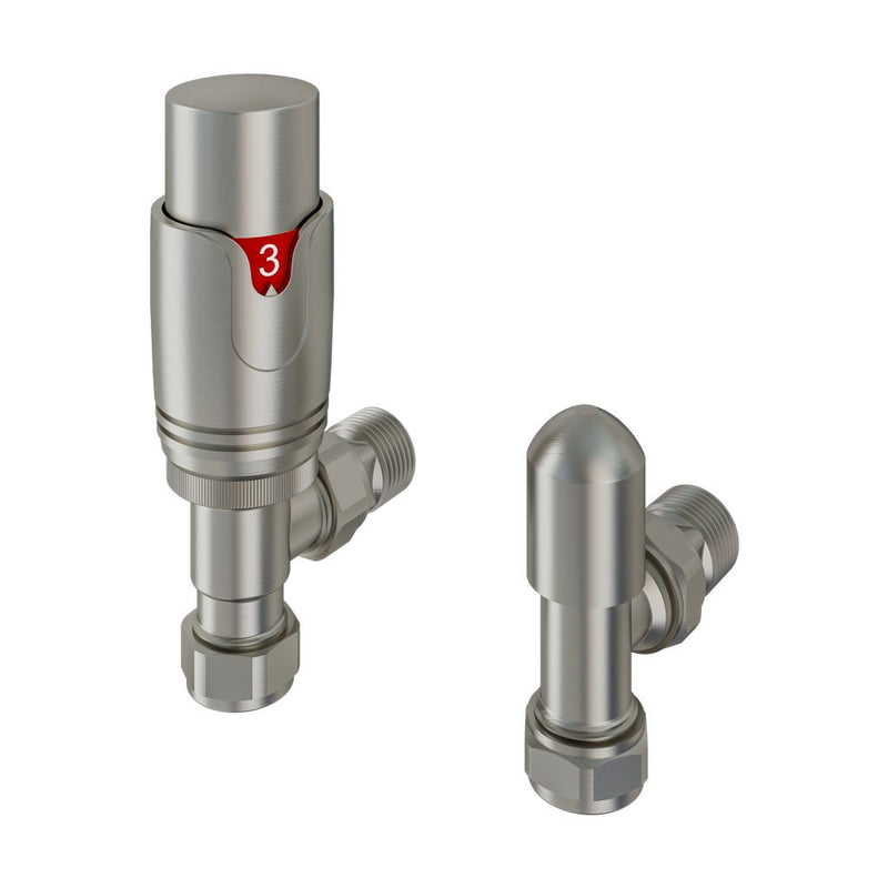 15mm Angled TRV & lockshield valve
