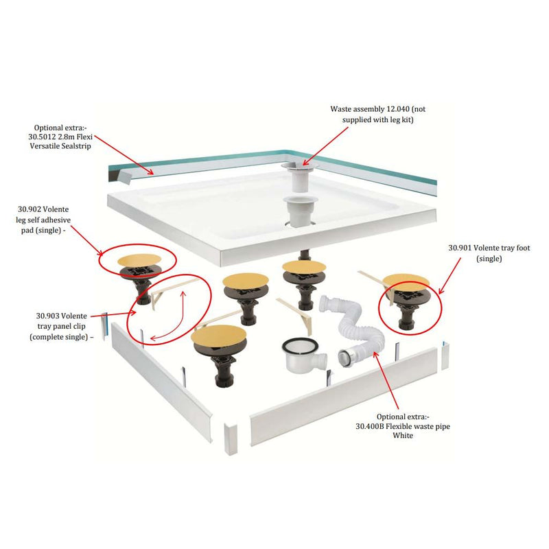 Volente legs+panels for up to 2000x900 rect trays