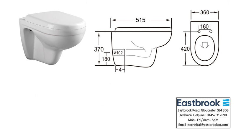 Dura wall hung Eco Vortex Pan