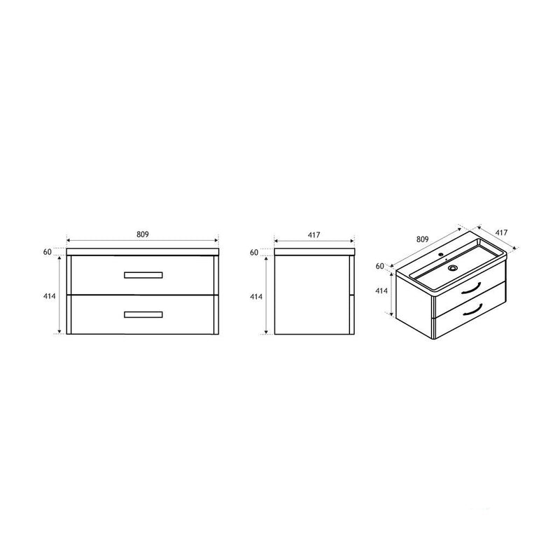 Cavone 80 wall hung drawer unit