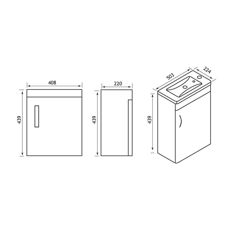 Cavone 50cm Single Door Wall Hung Unit