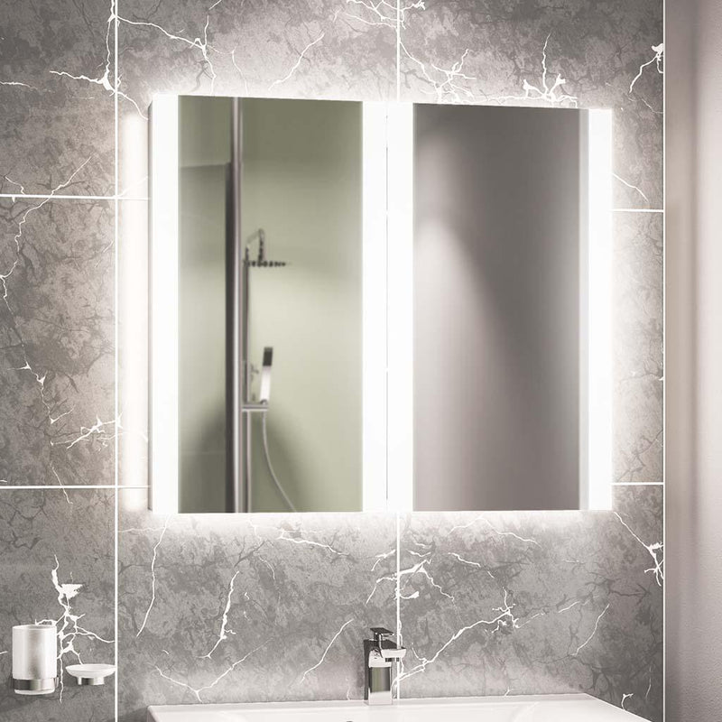 Caldini 800 x 700 x 130 LED 2 Door Mirror Cabinet