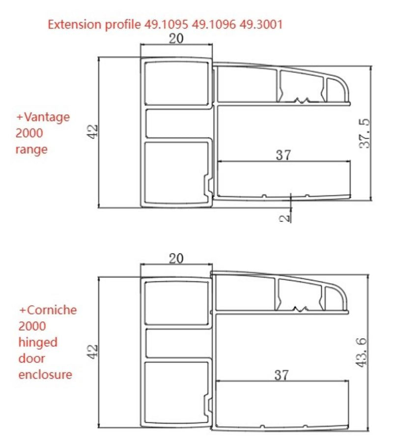 Vantage 2000 6mm extension profile