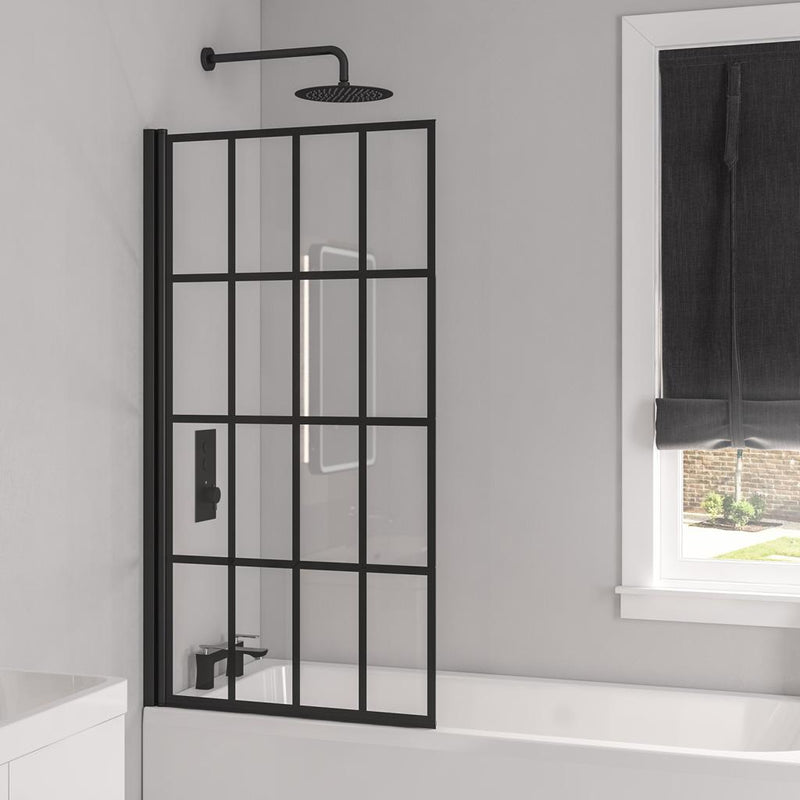 6mm framed hinge bath screen 800 x 1400