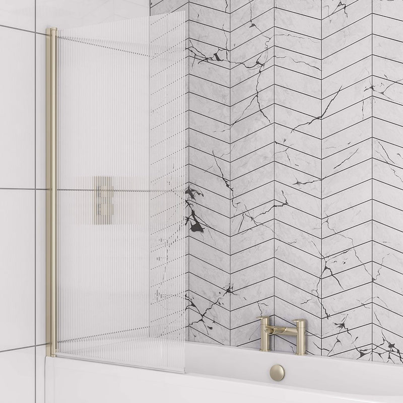 5mm Straight bath screen in fluted glass L-H