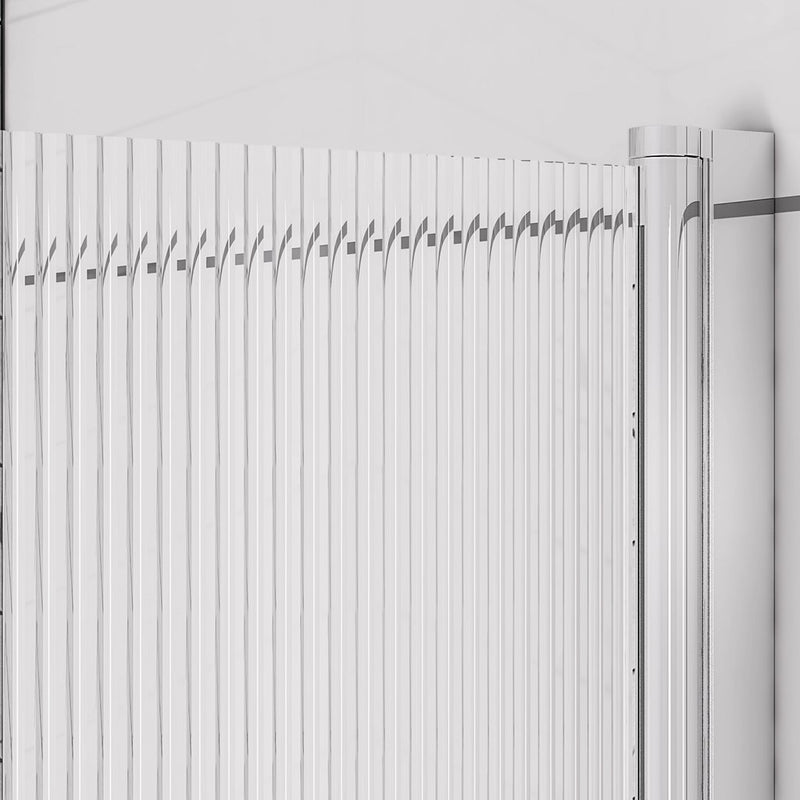 5mm Straight bath screen in fluted glass R-H
