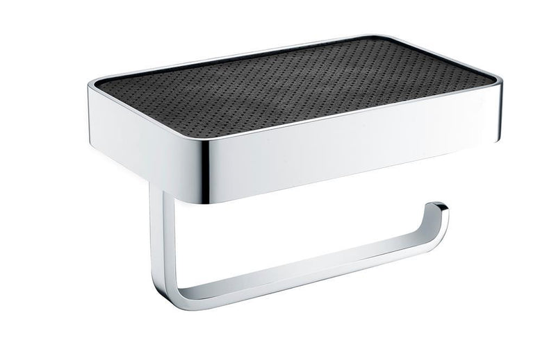 Vercelli Toilet Roll Holder with Leather Shelf