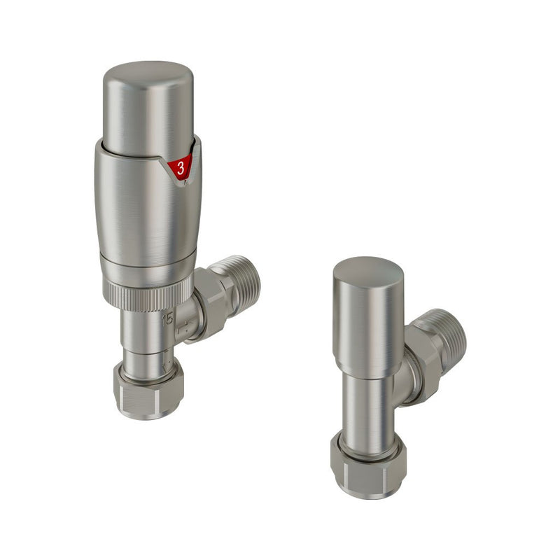 15mm Angled TRV and Lockshield Valve