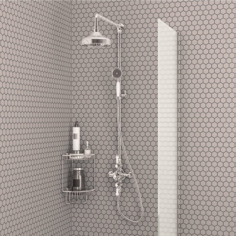 Traditional Twin Thermostatic exposed shower Valve with Rigid riser with 8�� Rose Head