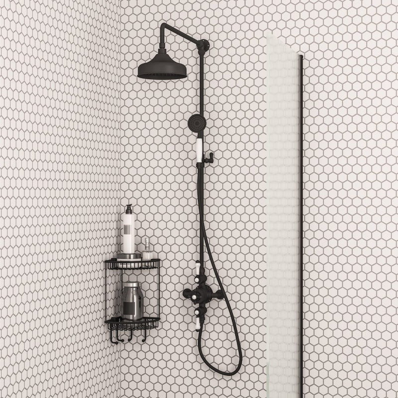 Traditional Twin Thermostatic exposed shower Valve with Rigid riser with 8�� Rose Head