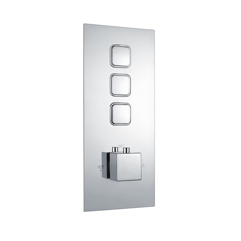 Square Concealed Ther.Triple Push But.Shower Valve