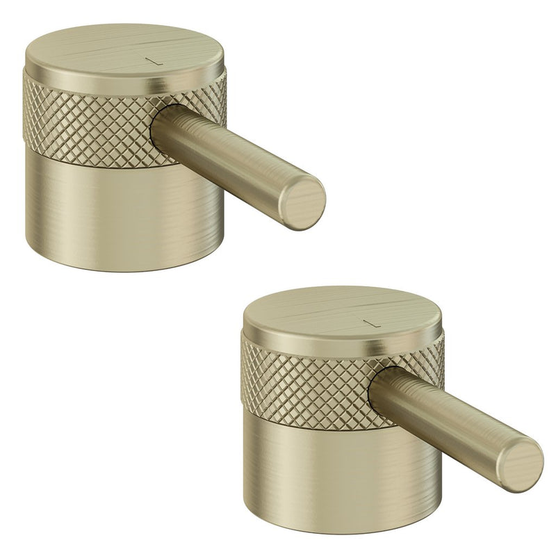 Meriden Half knurling brass PAIR handle with round lever for body two holes tap