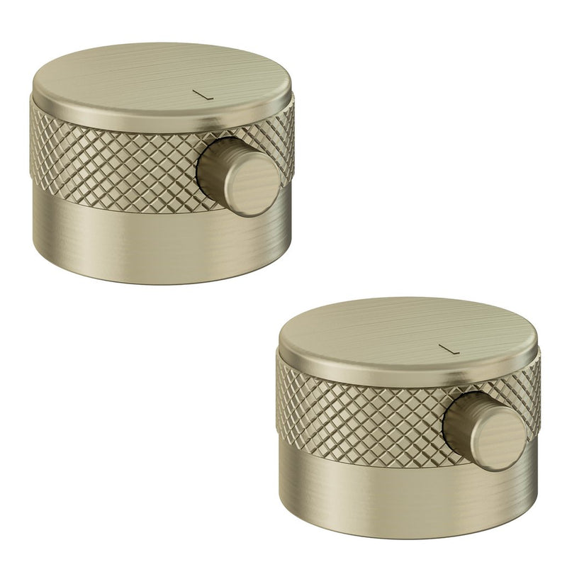Meriden Half knurling brass PAIR handle for Wall Mounted 3TH Basin/Bath Mixer Tap