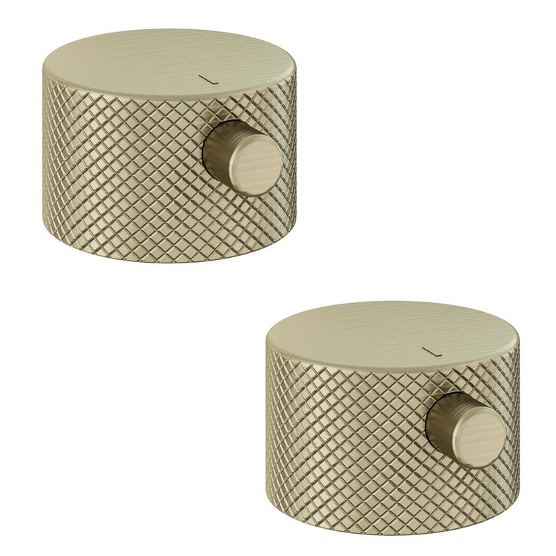 Meriden FULL knurling brass PAIR handle for Wall Mounted 3TH Basin/Bath Mixer Tap
