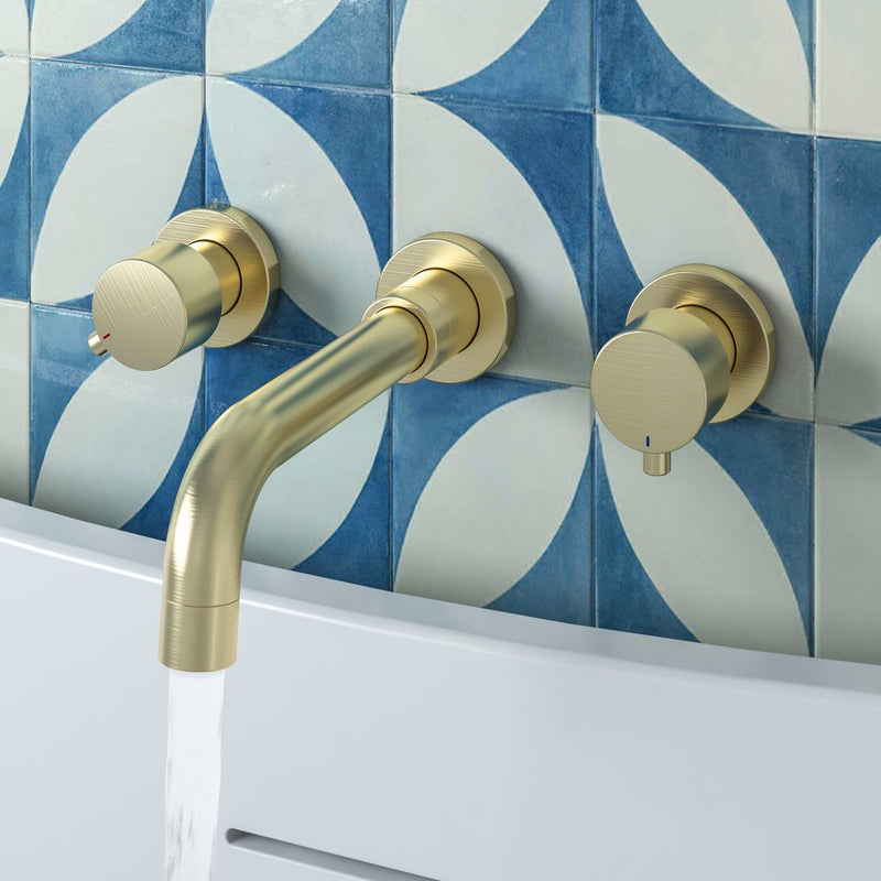 Meriden Three Hole Wall mounted Bath Tap set