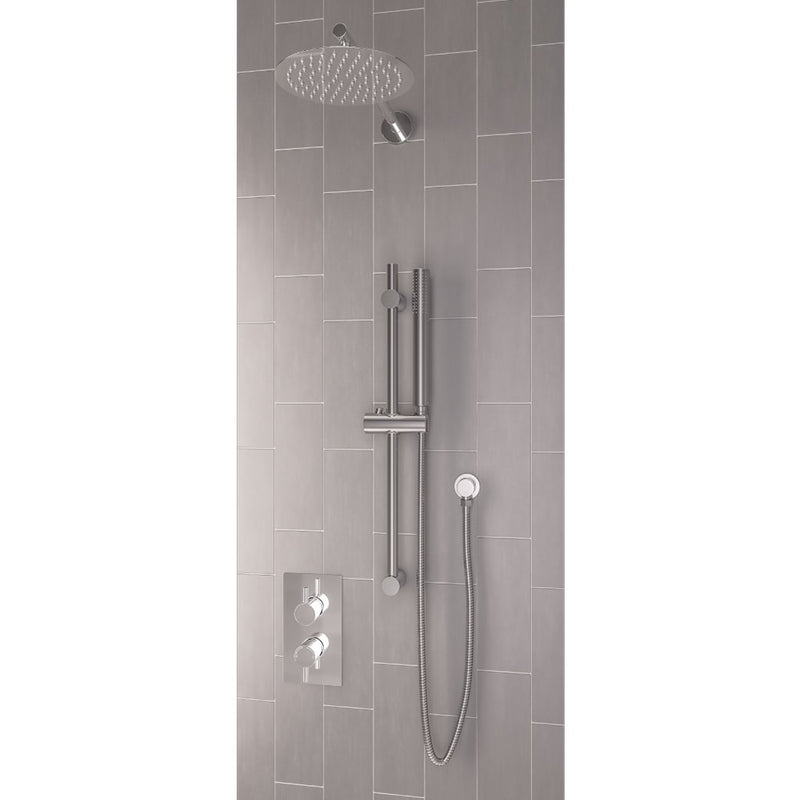 Twin Valve, Round Shower Head, Round Riser Kit, Outlet Elbow, Hose, Handset
