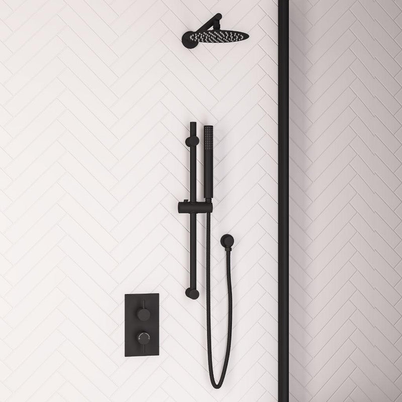 Twin Valve, Round Shower Head, Round Riser Kit, Outlet Elbow, Hose, Handset